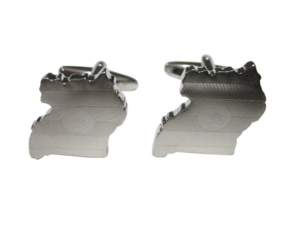Uganda Map Shape and Flag Design Cufflinks