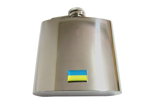 Ukraine Flag Pendant 6 Oz. Stainless Steel Flask