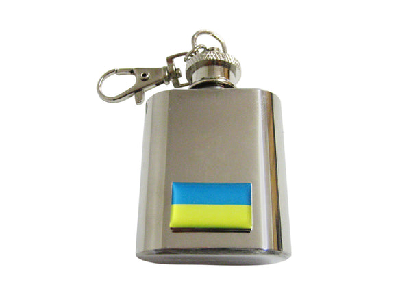 Ukraine Flag Pendant 1 Oz. Stainless Steel Key Chain Flask