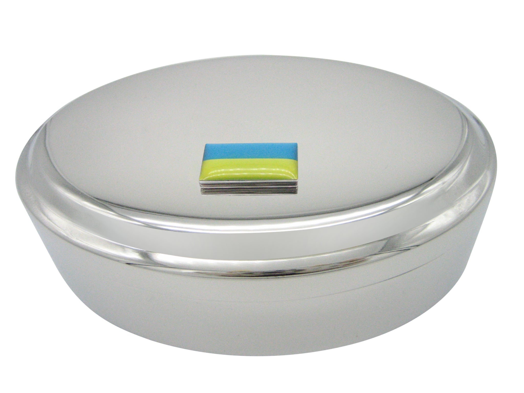 Ukraine Flag Pendant Oval Trinket Jewelry Box