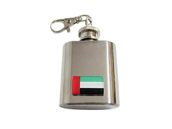 United Arab Emirates UAE Flag Pendant 1 Oz. Stainless Steel Key Chain Flask