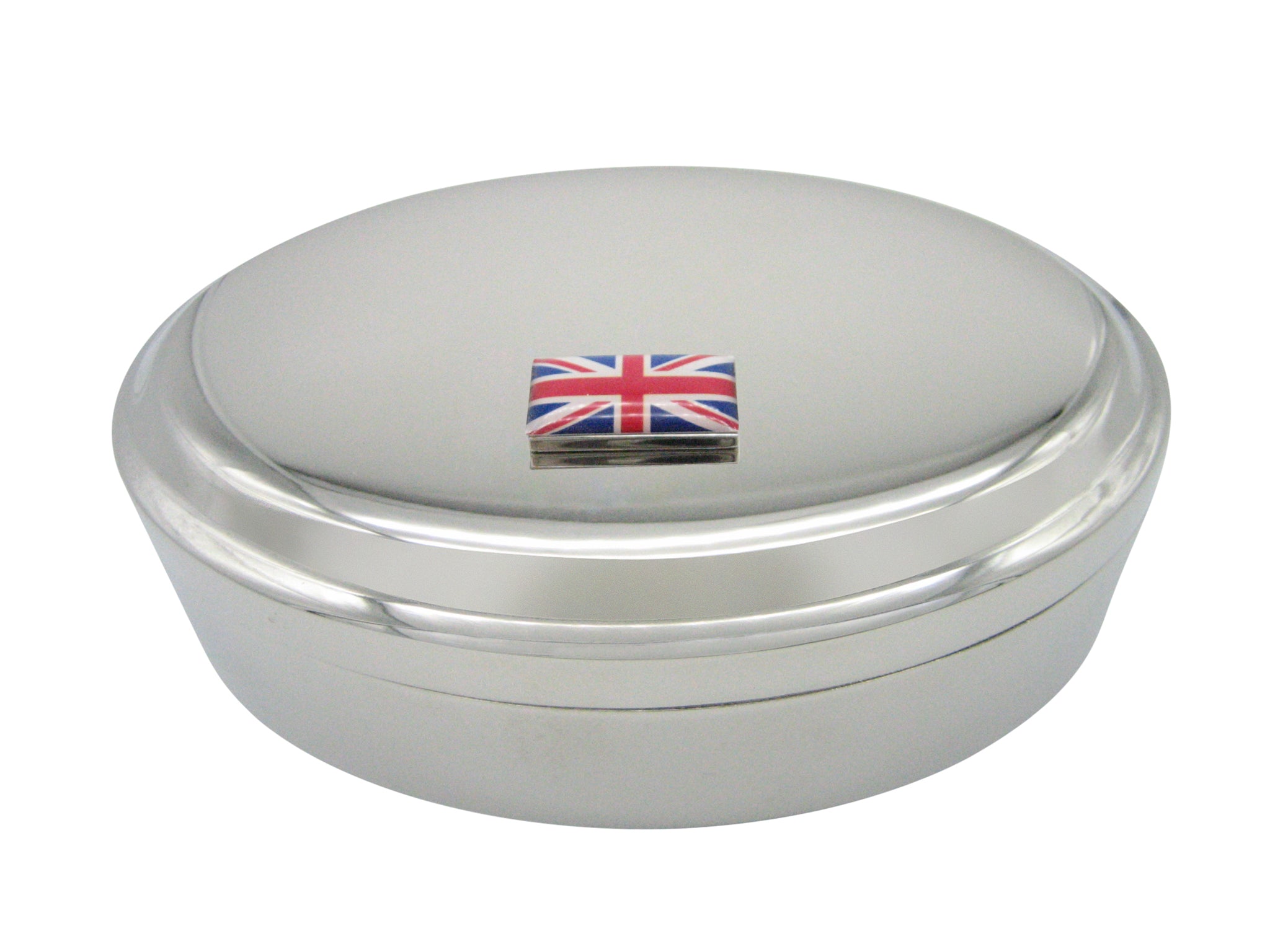 United Kingdom Union Jack Flag Pendant Oval Trinket Jewelry Box