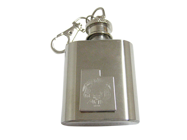 Utah State Map Shape and Flag Design 1 Oz. Stainless Steel Key Chain Flask