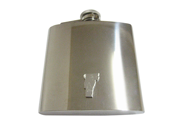 Vermont State Map Shape and Flag Design 6oz Flask