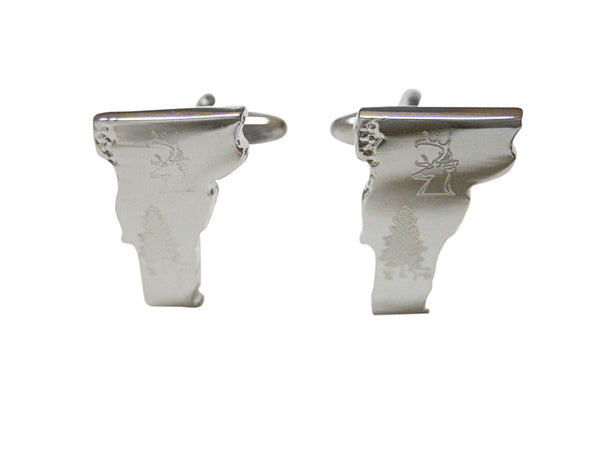Vermont State Map Shape and Flag Design Cufflinks