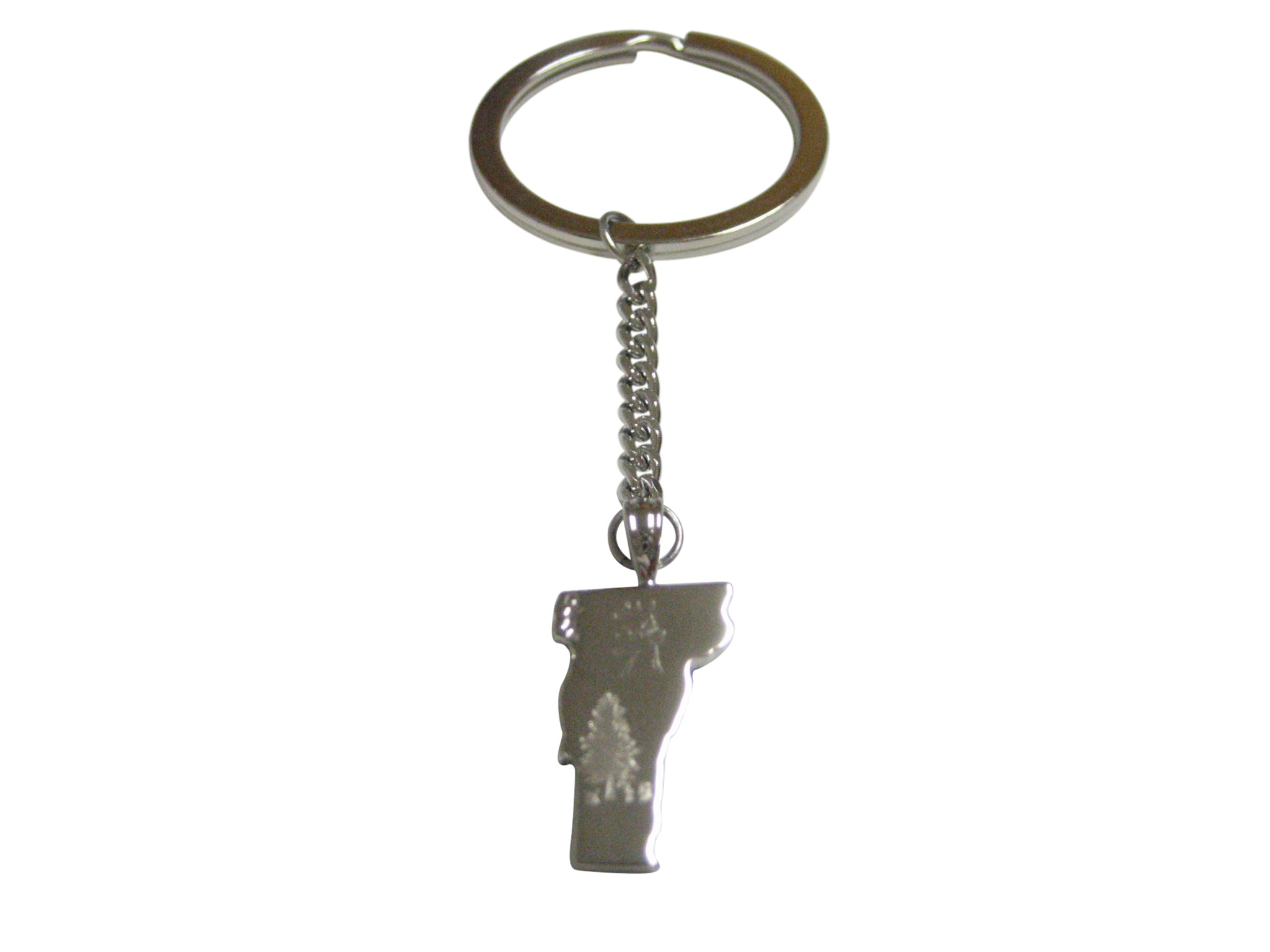 Vermont State Map Shape and Flag Design Pendant Keychain
