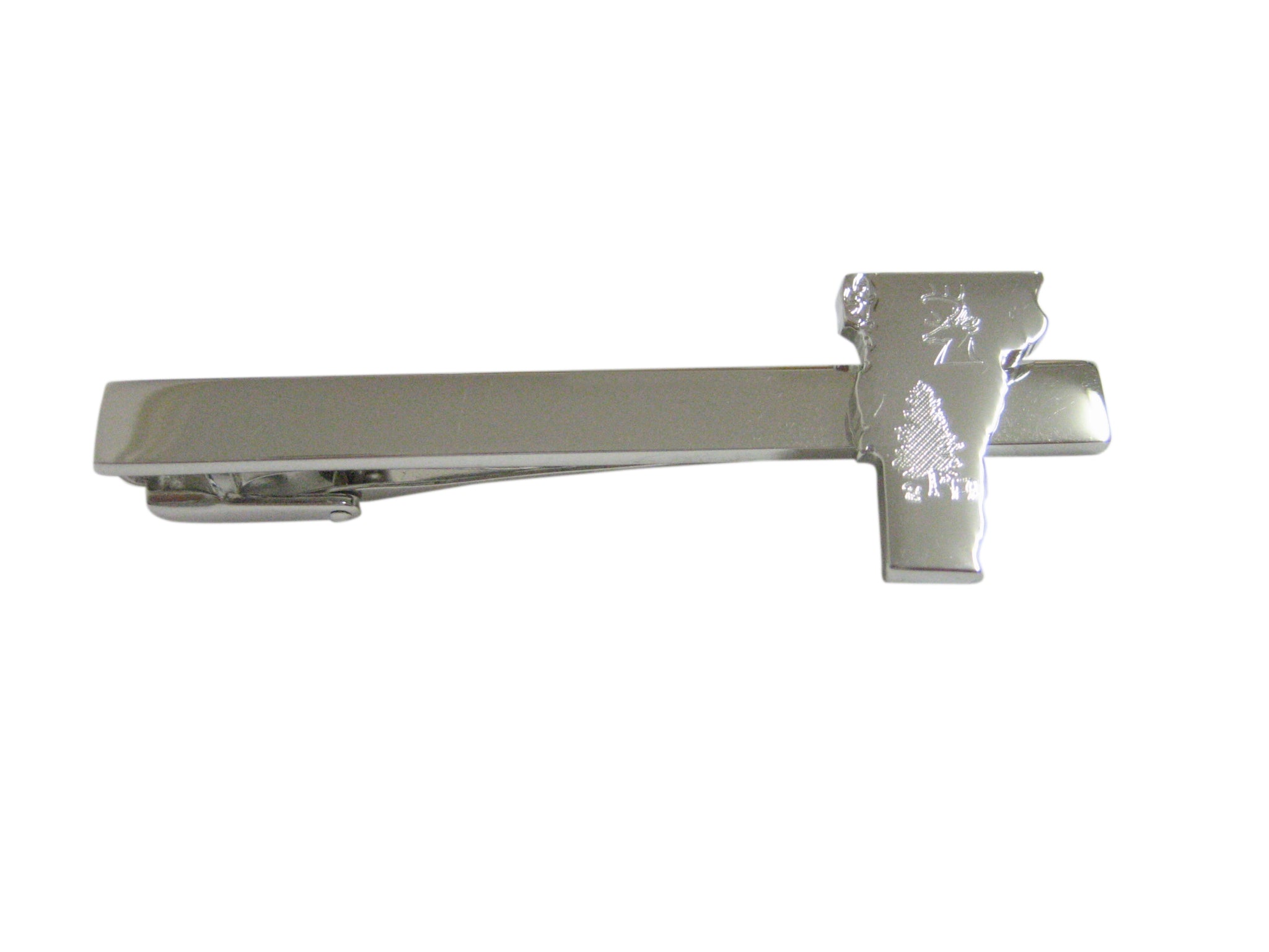 Vermont State Map Shape and Flag Design Square Tie Clip