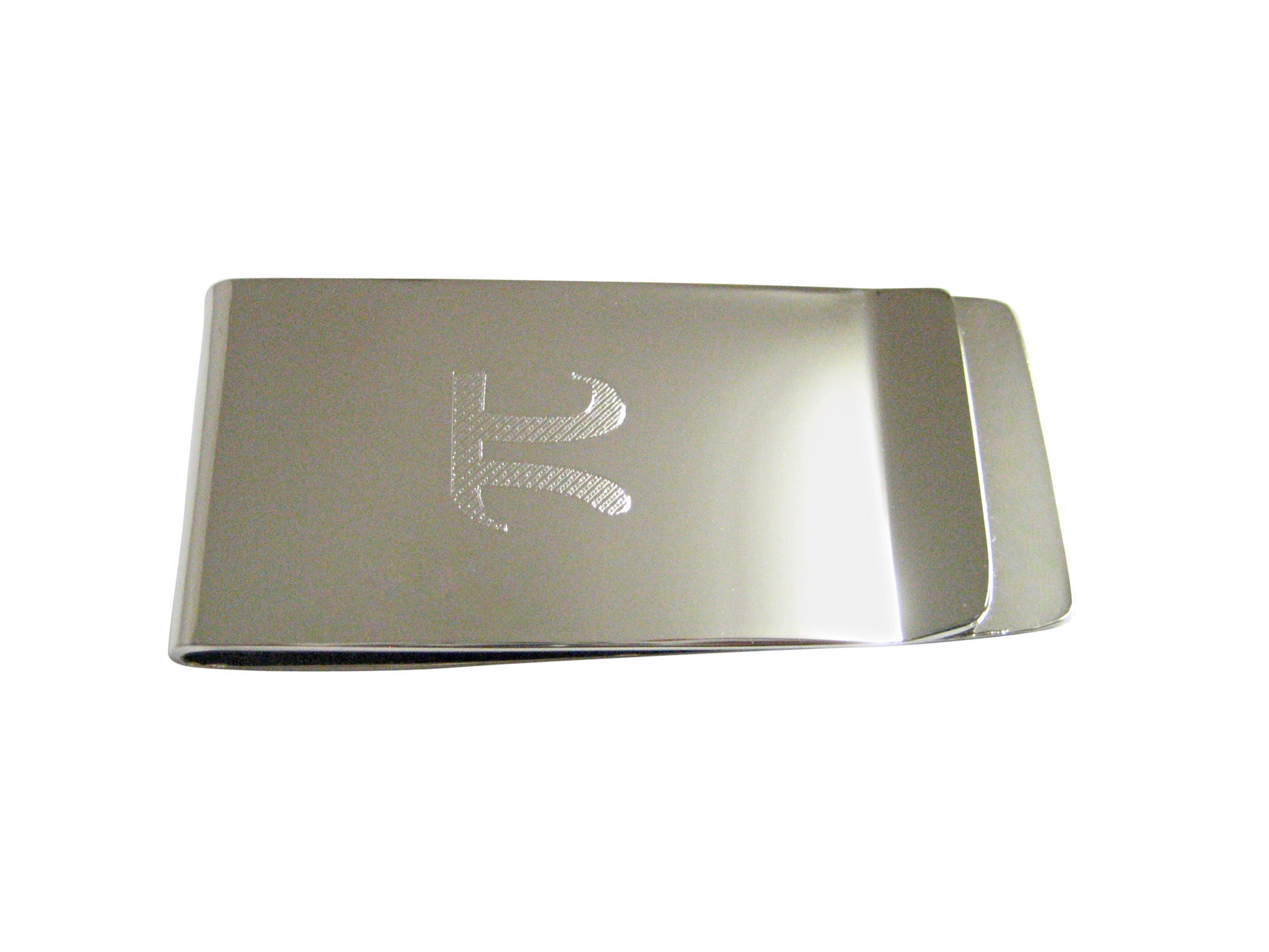 Vertical Etched Mathematical Pi Symbol Money Clip