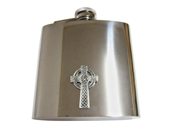 Very Large Celtic Cross 6 Oz. Stainless Steel Flask
