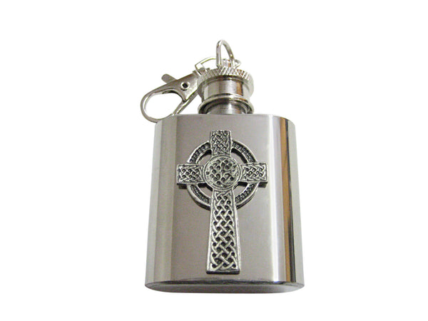 Very Large Celtic Cross 1 Oz. Stainless Steel Key Chain Flask