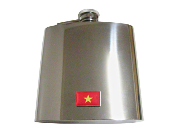 Vietnam Flag Pendant 6 Oz. Stainless Steel Flask