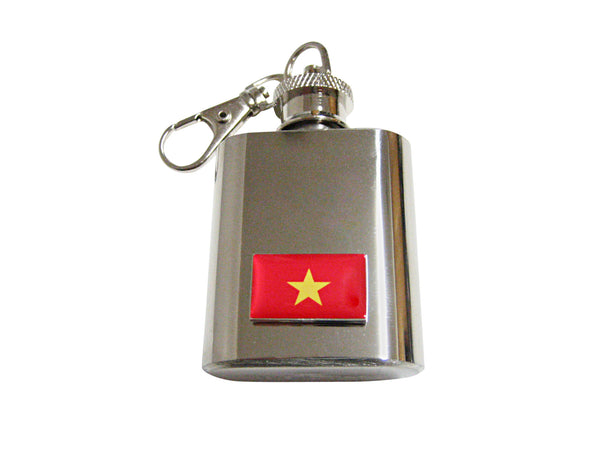 Vietnam Flag Pendant 1 Oz. Stainless Steel Key Chain Flask