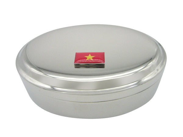 Vietnam Flag Pendant Oval Trinket Jewelry Box