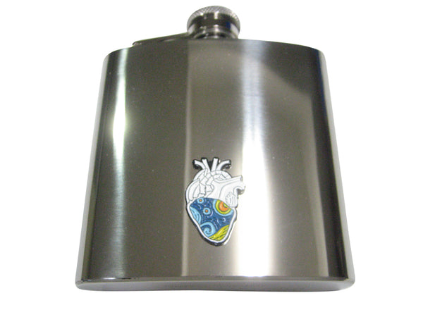 Vincent Van Gogh Starry Night Love Anatomical Heart 6oz Flask