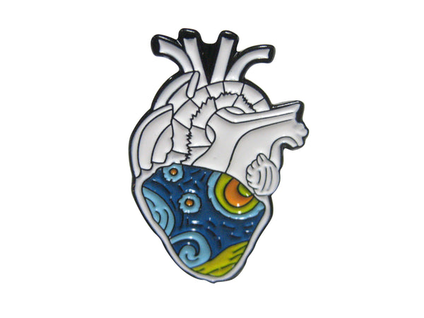 Vincent Van Gogh Starry Night Love Anatomical Heart Adjustable Size Fashion Ring