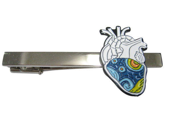 Vincent Van Gogh Starry Night Love Anatomical Heart Tie Clip