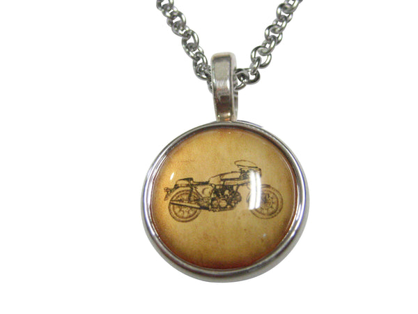 Vintage Looking Motorcycle Pendant Necklace