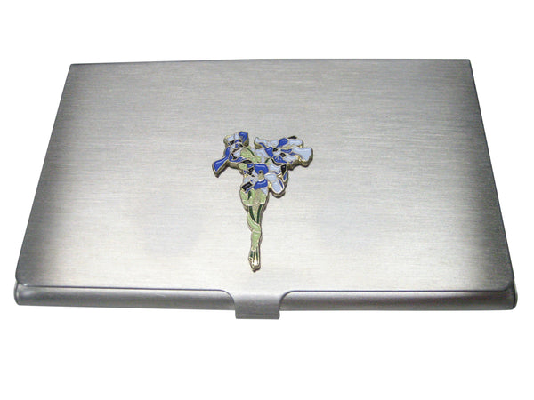 Violet and White Toned Iris Flower Business Card Holder
