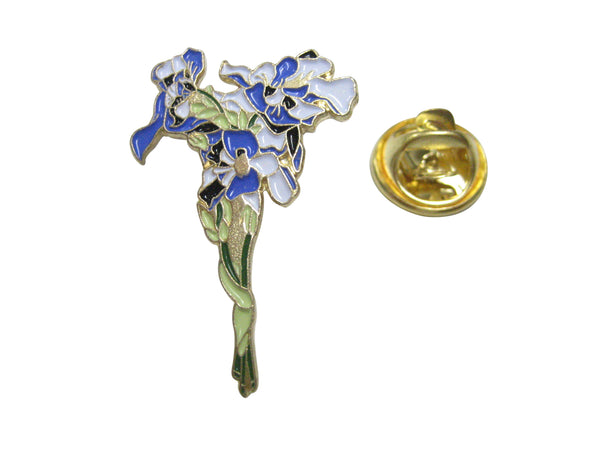Violet and White Toned Iris Flower Lapel Pin