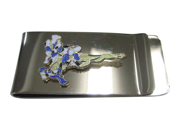 Violet and White Toned Iris Flower Money Clip