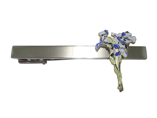 Violet and White Toned Iris Flower Tie Clip