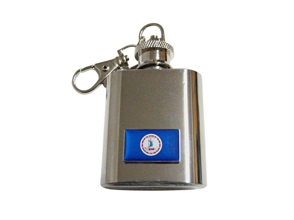 Virginia State Flag Pendant 1 Oz. Stainless Steel Key Chain Flask