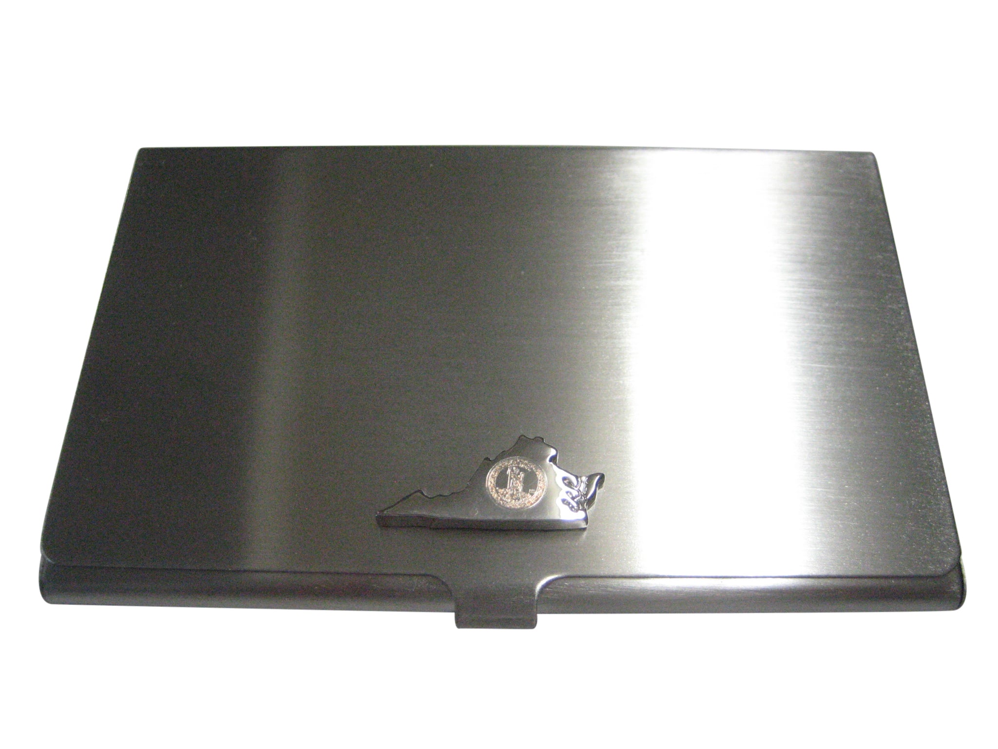Virginia State Map Shape and Flag Design Business Card Holder