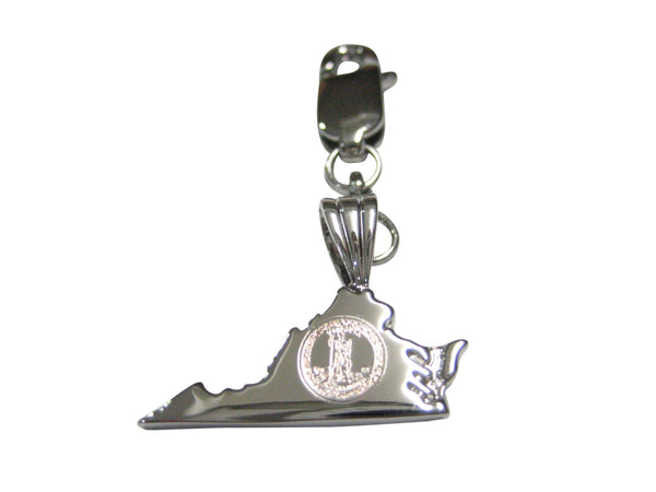 Virginia State Map Shape and Flag Design Pendant Zipper Pull Charm