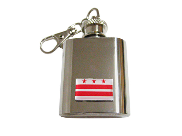 Washington DC State Flag Pendant 1 Oz. Stainless Steel Key Chain Flask