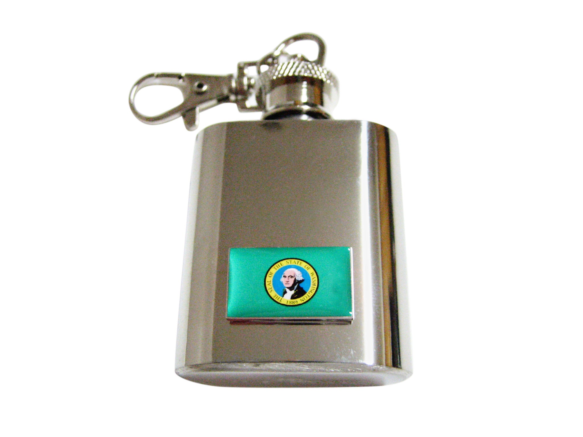 Washington State Flag Pendant 1 Oz. Stainless Steel Key Chain Flask