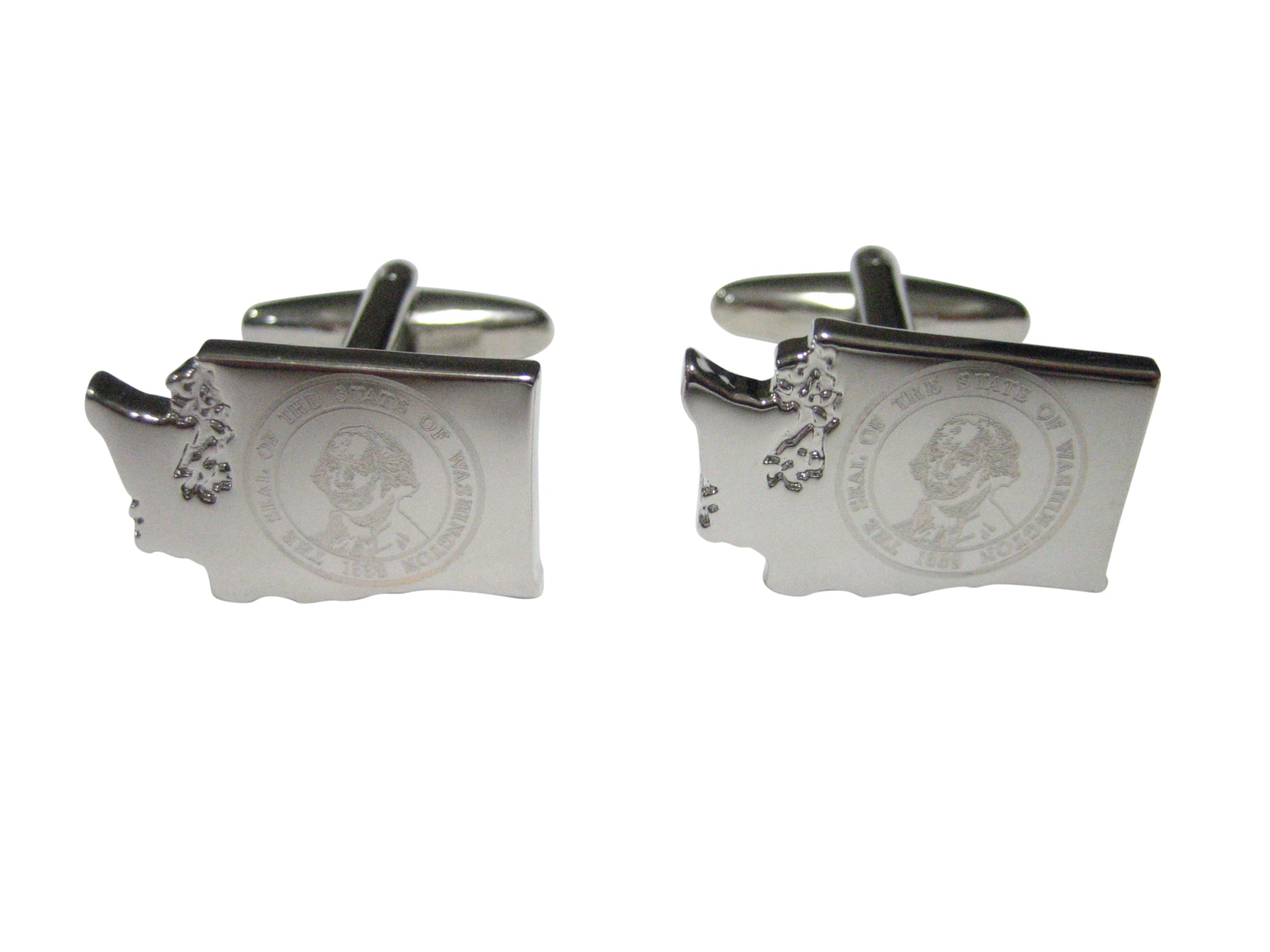 Washington State Map Shape and Flag Design Cufflinks