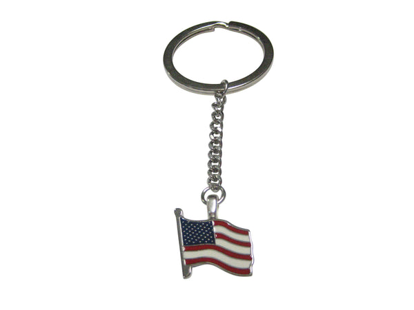 Waving USA American Flag Pendant Keychain