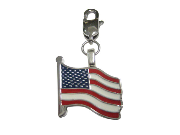 Waving USA American Flag Pendant Zipper Pull Charm