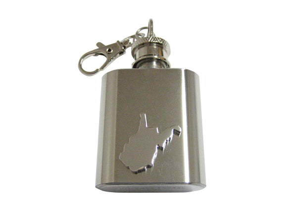 West Virginia State Map Shape 1 Oz. Stainless Steel Key Chain Flask