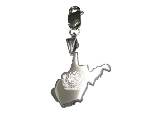 West Virginia State Map Shape and Flag Design Pendant Zipper Pull Charm