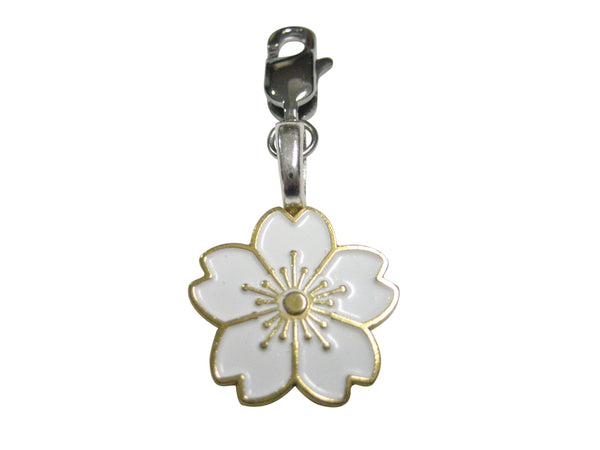 White Cherry Blossom Flower Pendant Zipper Pull Charm