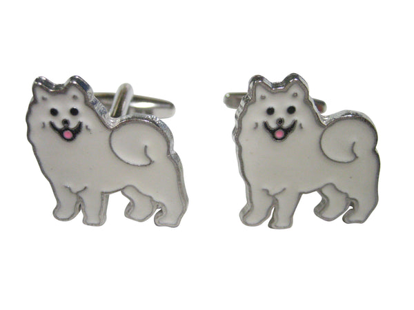 White Toned American Eskimo Eskies Dog Or Samoyed Sammy Dog Cufflinks