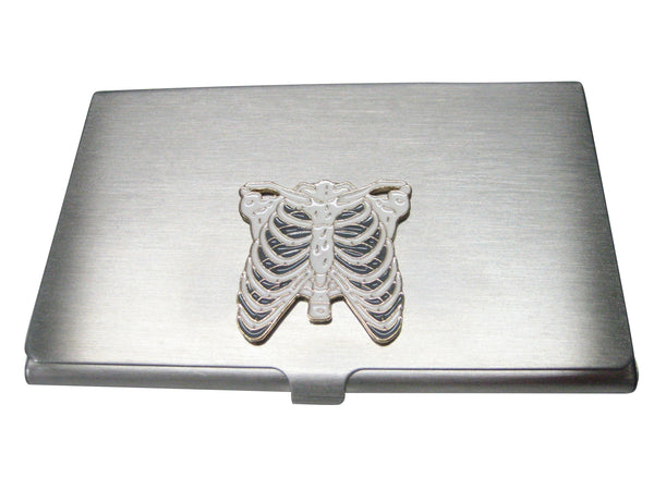 White Toned Anatomical Rib Cage Business Card Holder