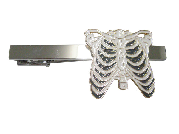 White Toned Anatomical Rib Cage Tie Clip