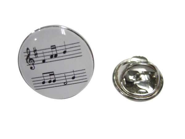 White Toned Circular Music Sheet Lapel Pin