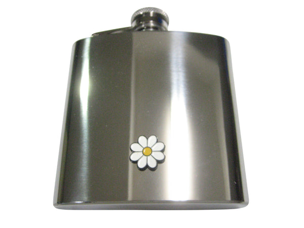 White Toned Daisy Flower 6oz Flask