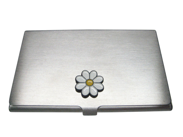 White Toned Daisy Flower Business Card Holder
