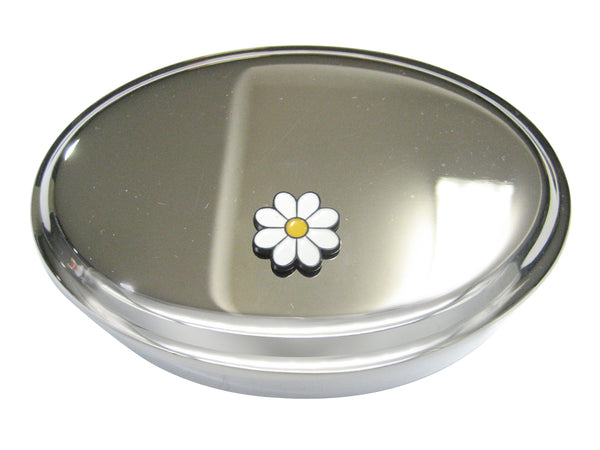White Toned Daisy Flower Oval Trinket Jewelry Box