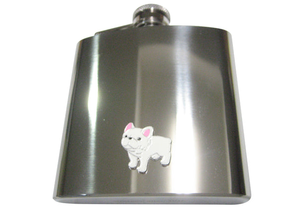 White Toned French Bulldog 6oz Flask
