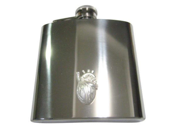 White Toned Large Anatomical Heart 6oz Flask