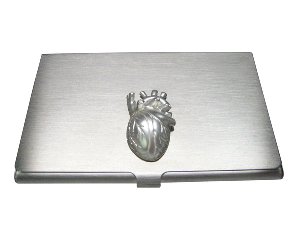 White Toned Large Anatomical Heart Business Card Holder