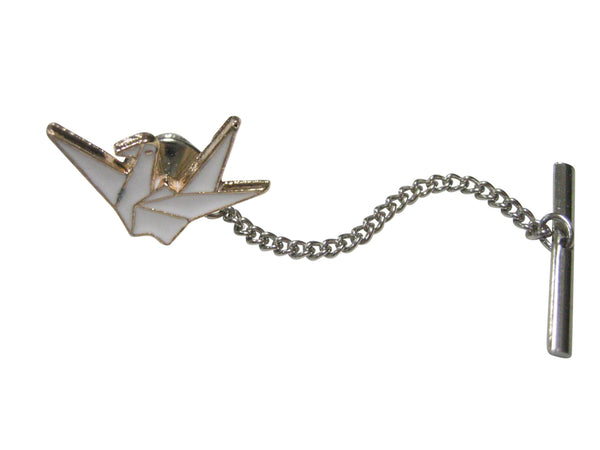 White Toned Origami Crane Bird Tie Tack
