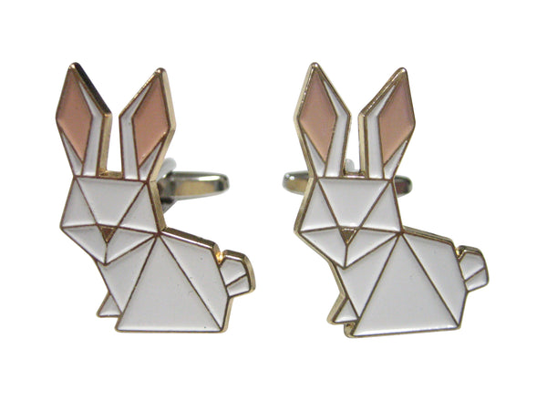 White Toned Origami Rabbit Hare Cufflinks