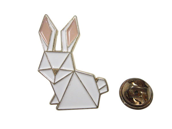 White Toned Origami Rabbit Hare Lapel Pin