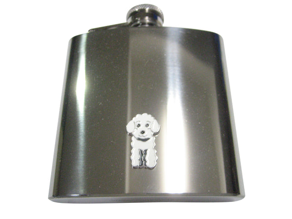 White Toned Poodle Dog 6oz Flask